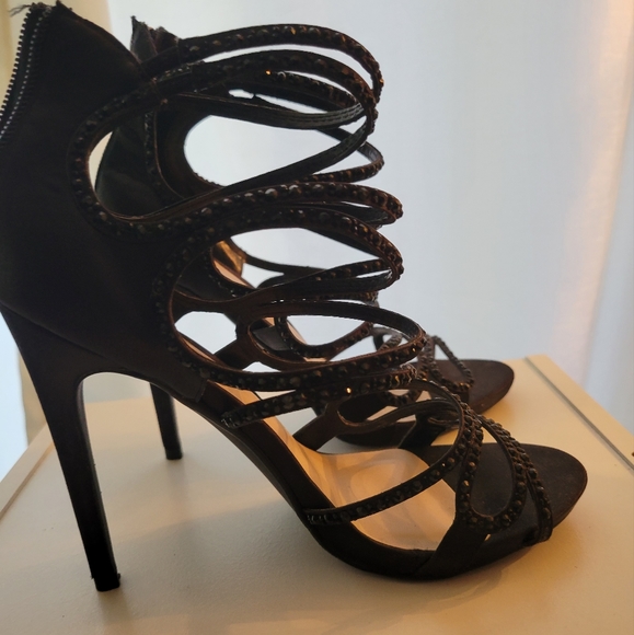 Black satin strappy stilettos - Picture 8 of 8